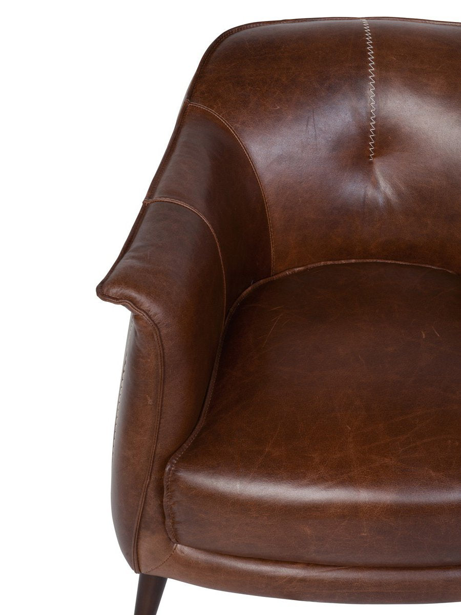 Martin Leather Club Chair - Tan - Classic Carolina Home