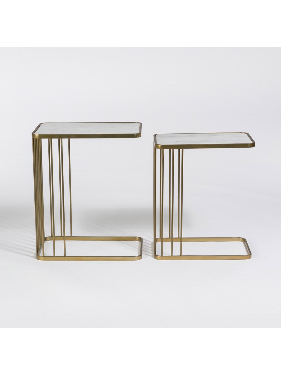 Exeter Marble & Brass Nesting Tables - Set of 2 - Classic Carolina Home