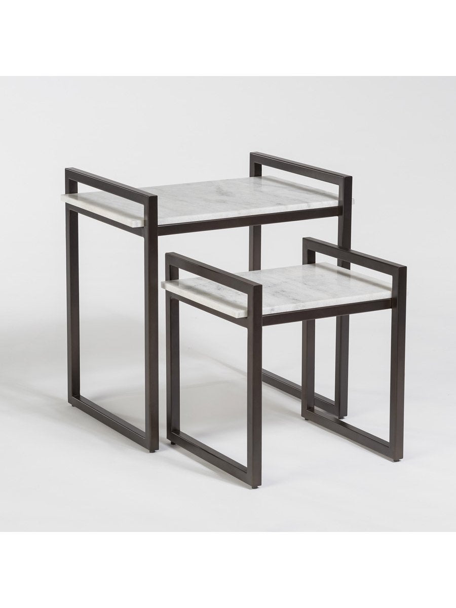 Santa Dominguez Nesting Tables - Gunmetal & Marble - Set of 2 - Classic Carolina Home