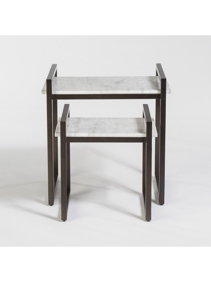 Santa Dominguez Nesting Tables - Gunmetal & Marble - Set of 2 - Classic Carolina Home