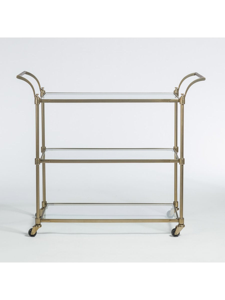 Wakeman 42" Bar Cart - Antique Brass - Classic Carolina Home