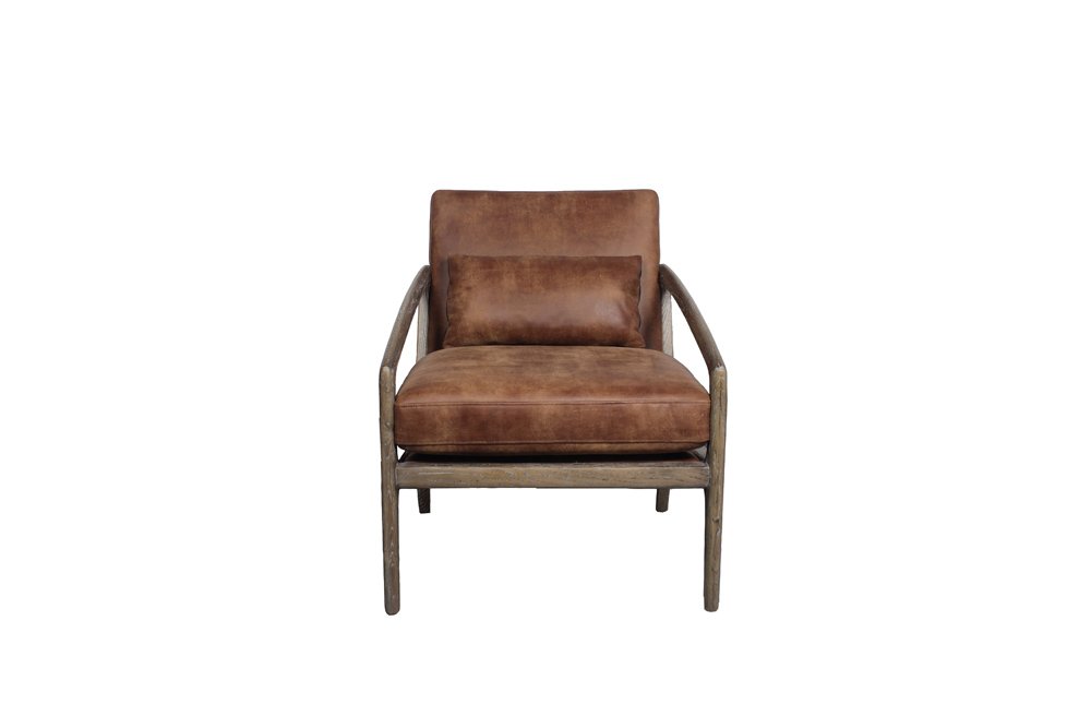 Rickard 26" Top Grain Leather Occasional Chair - Caramel - Classic Carolina Home