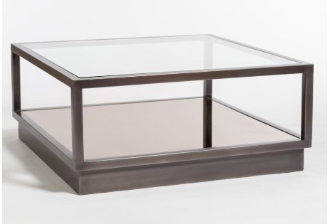 Turner 40" Glass Coffee Table - Gunmetal - Classic Carolina Home