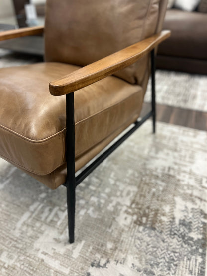 Kristoff Top Grain Leather Club Chair - Light Saddle