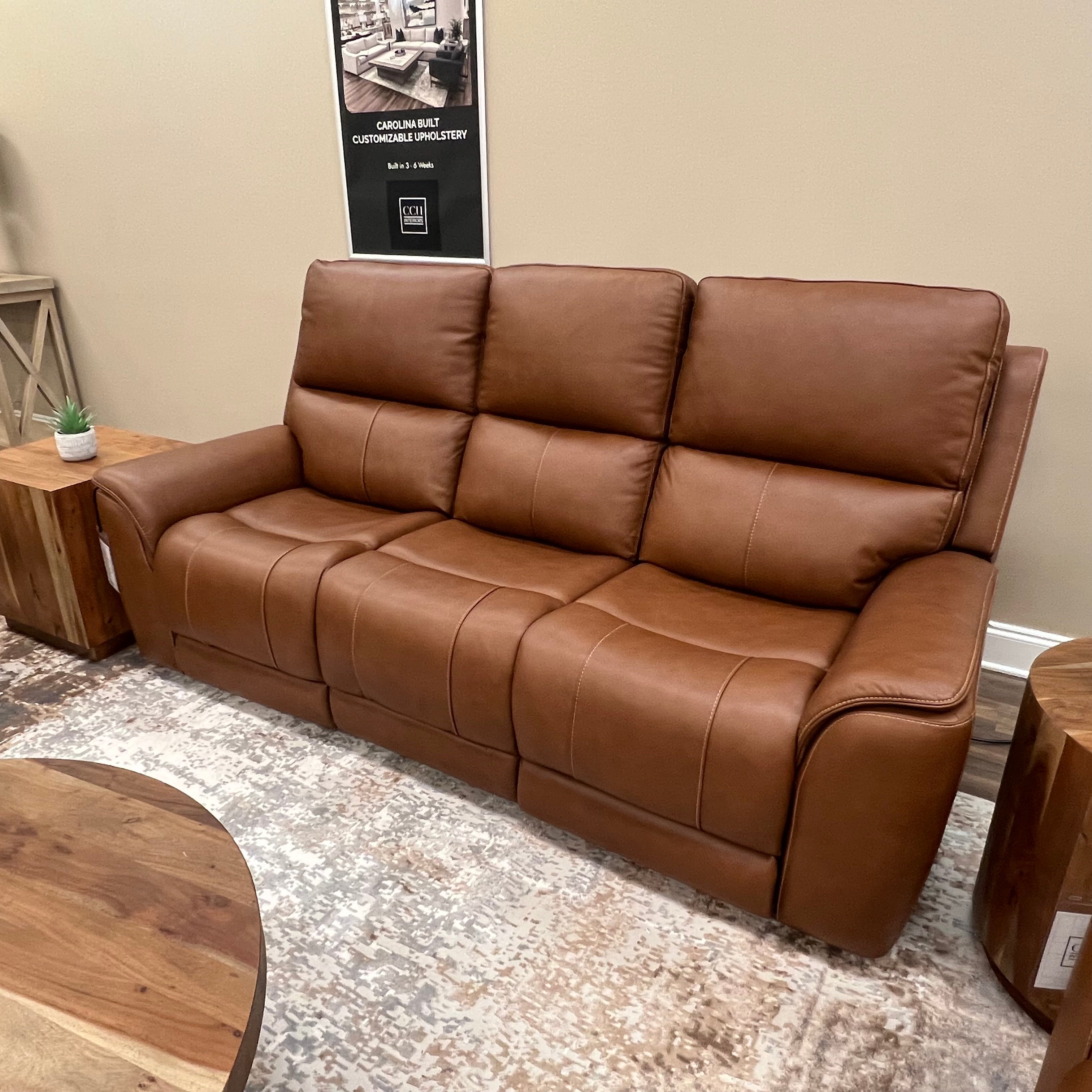 Horace 87" Top Grain Leather Power Motion Reclining Sofa - Terrace Brown