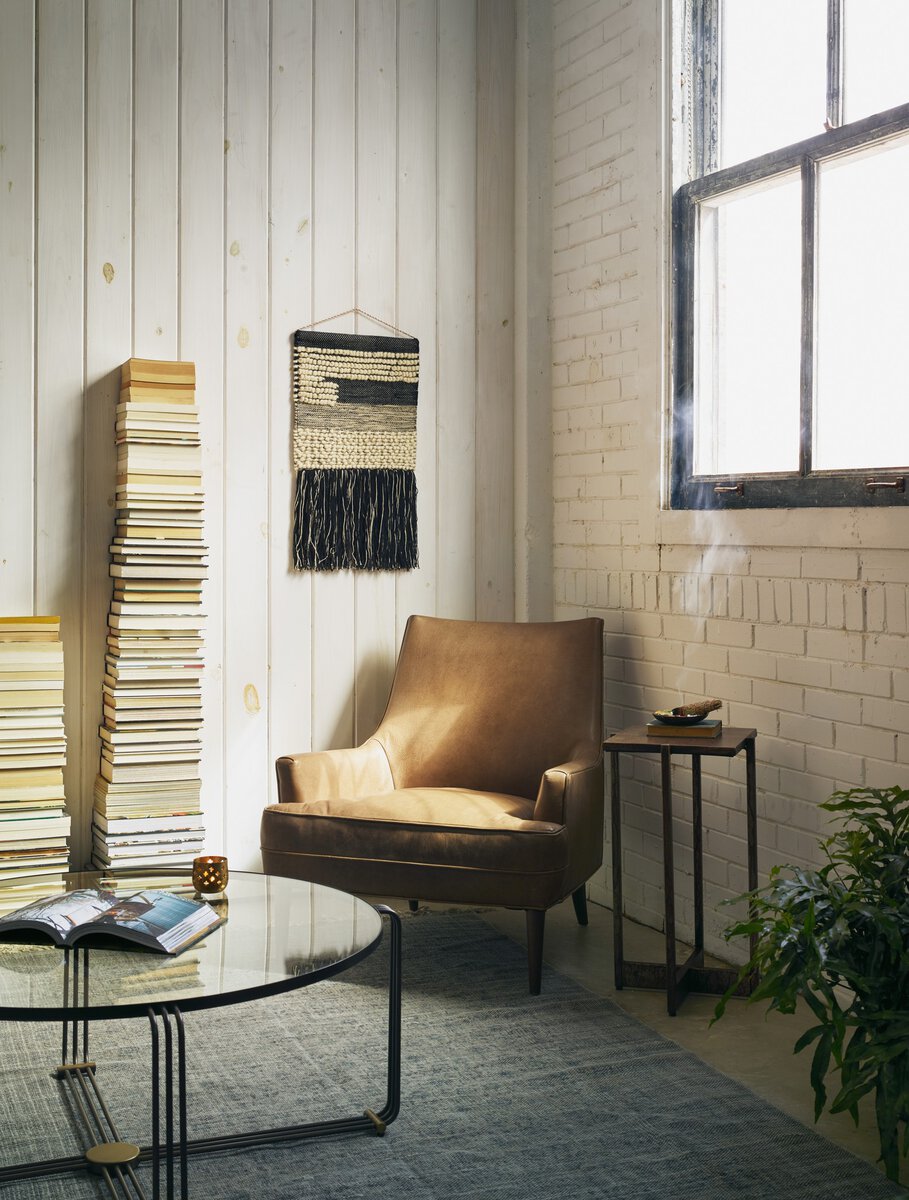 Dian 30" Top Grain Leather Occasional Chair - Dakota Warm Taupe