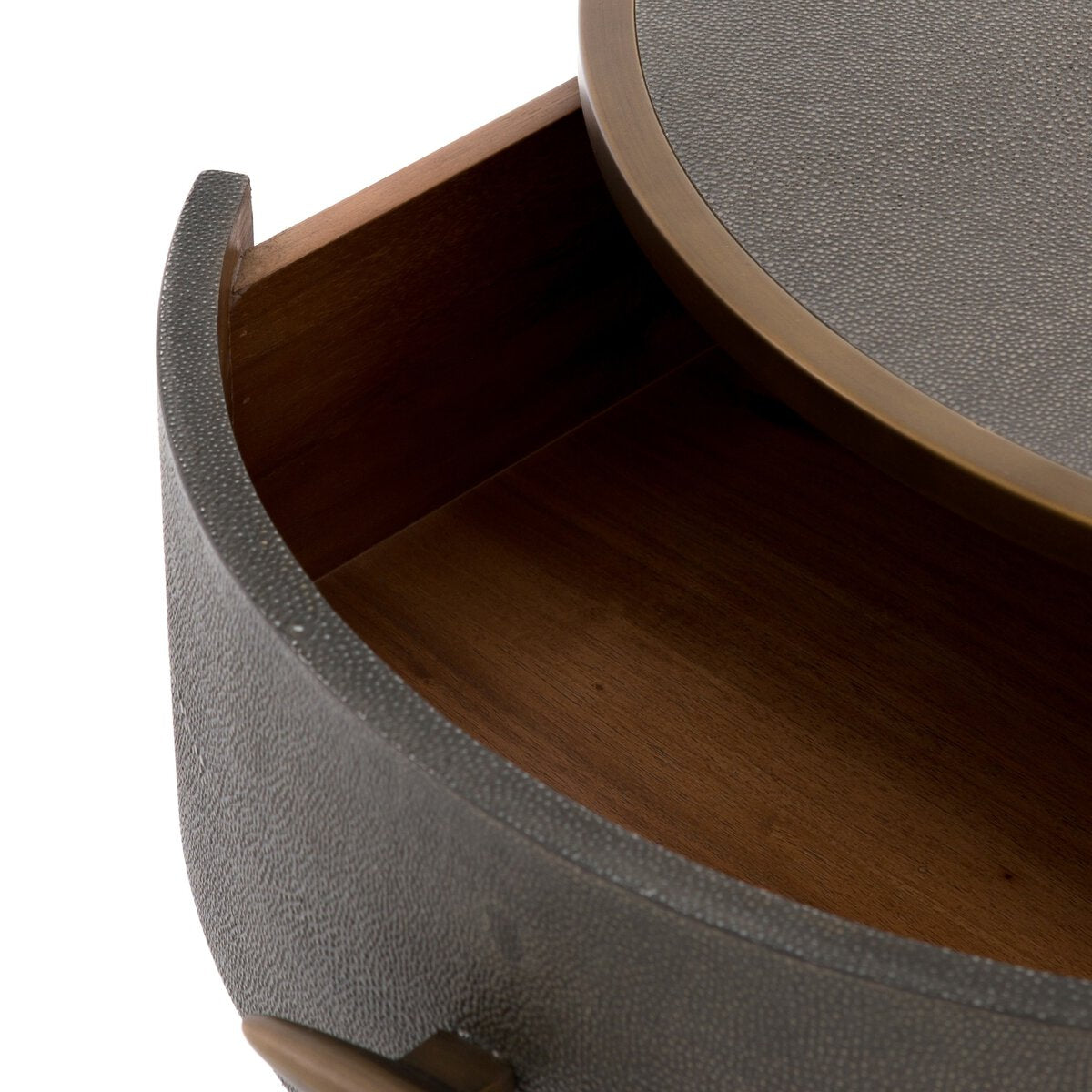 Maris 22" Round Nightstand - Grey Shagreen