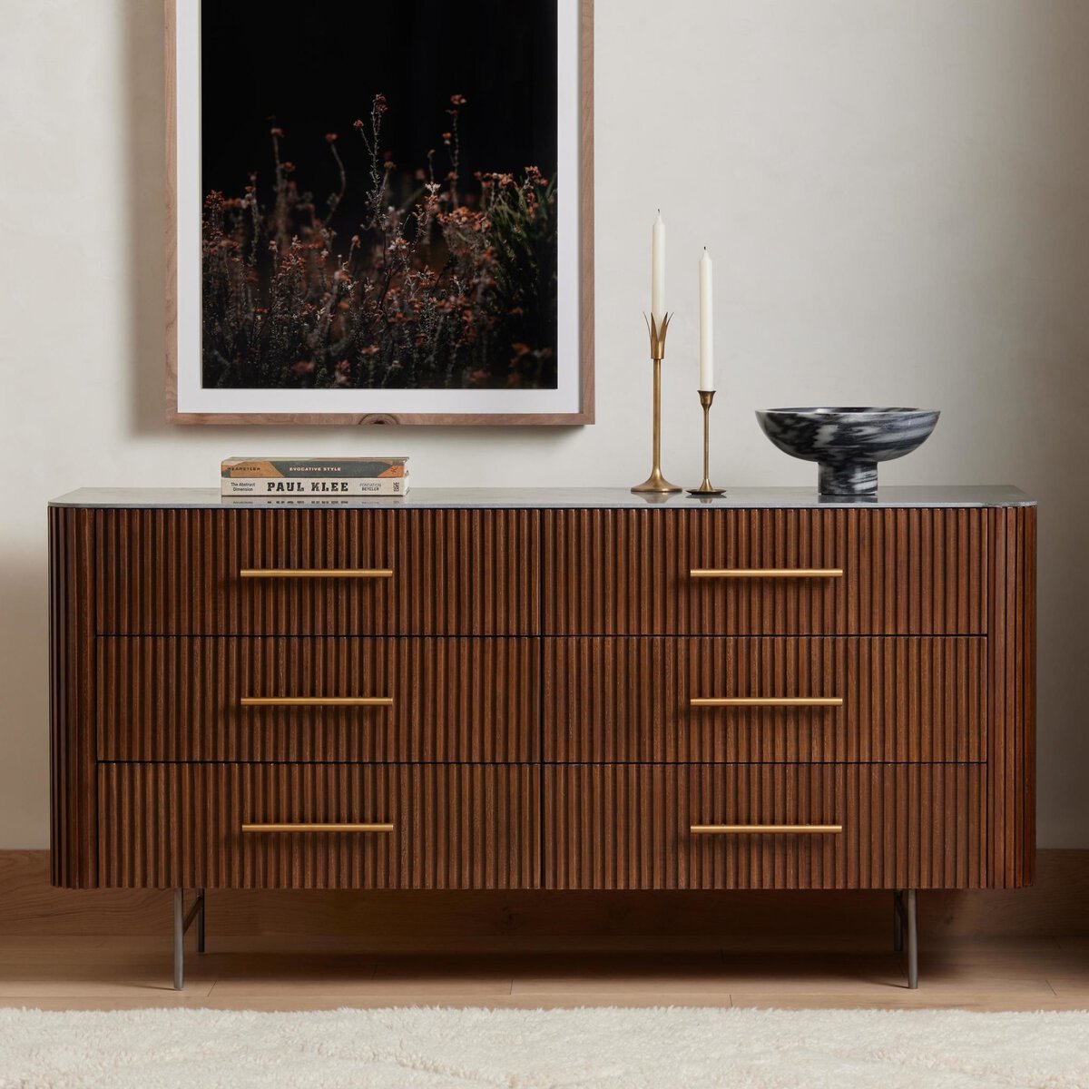 Danvers 65" 6 Drawer Dresser - Dark Brown Oak