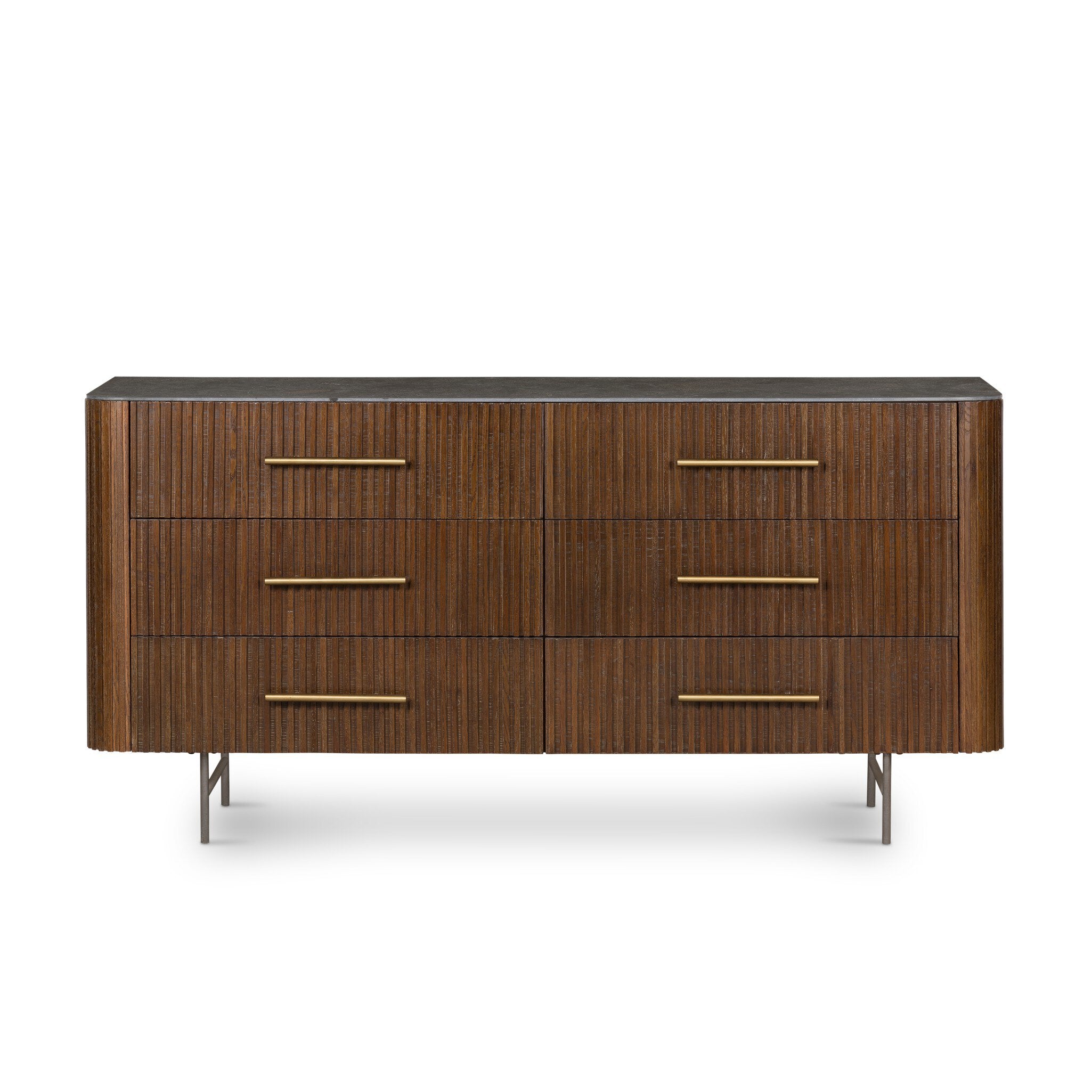 Danvers 65" 6 Drawer Dresser - Dark Brown Oak