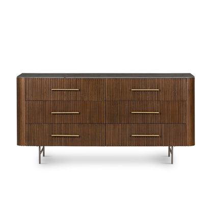 Danvers 65" 6 Drawer Dresser - Dark Brown Oak