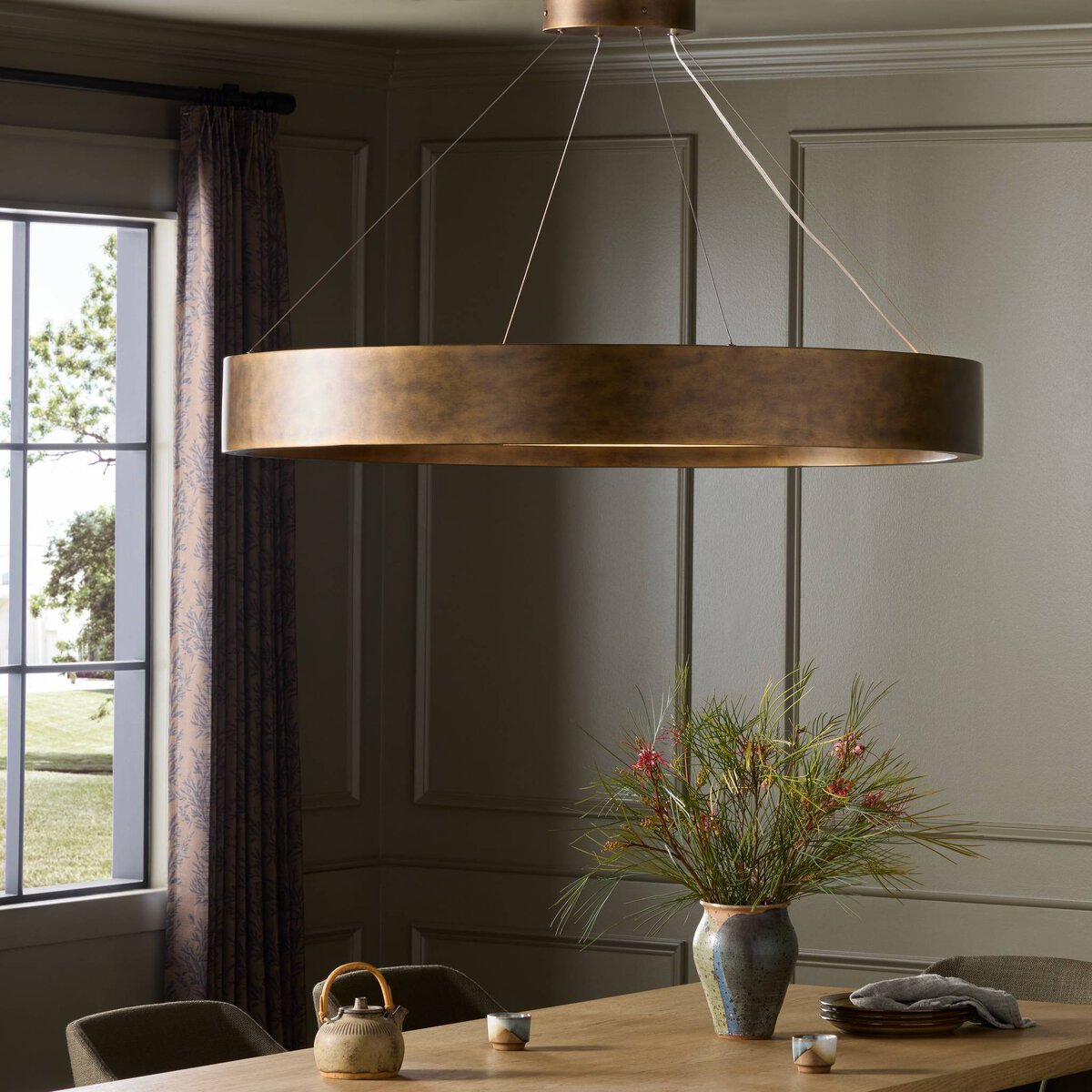 Farren 49" Round Chandelier - Burnished Brass Aluminum