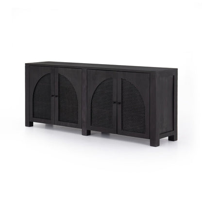 Izara 78" 4 Door Sideboard - Cane + Black Wash