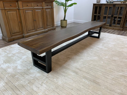 Malcolm Acacia Live Edge Dining Bench - Natural + Black