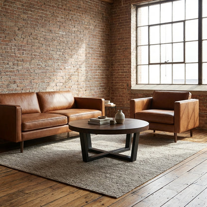 Malcolm Acacia 40" Round Coffee Table - Natural & Black