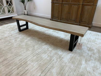 Malcolm Acacia Live Edge Dining Bench - New White Wash