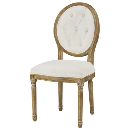 Gretel Tufted Dining Chair - Washable White + Natural