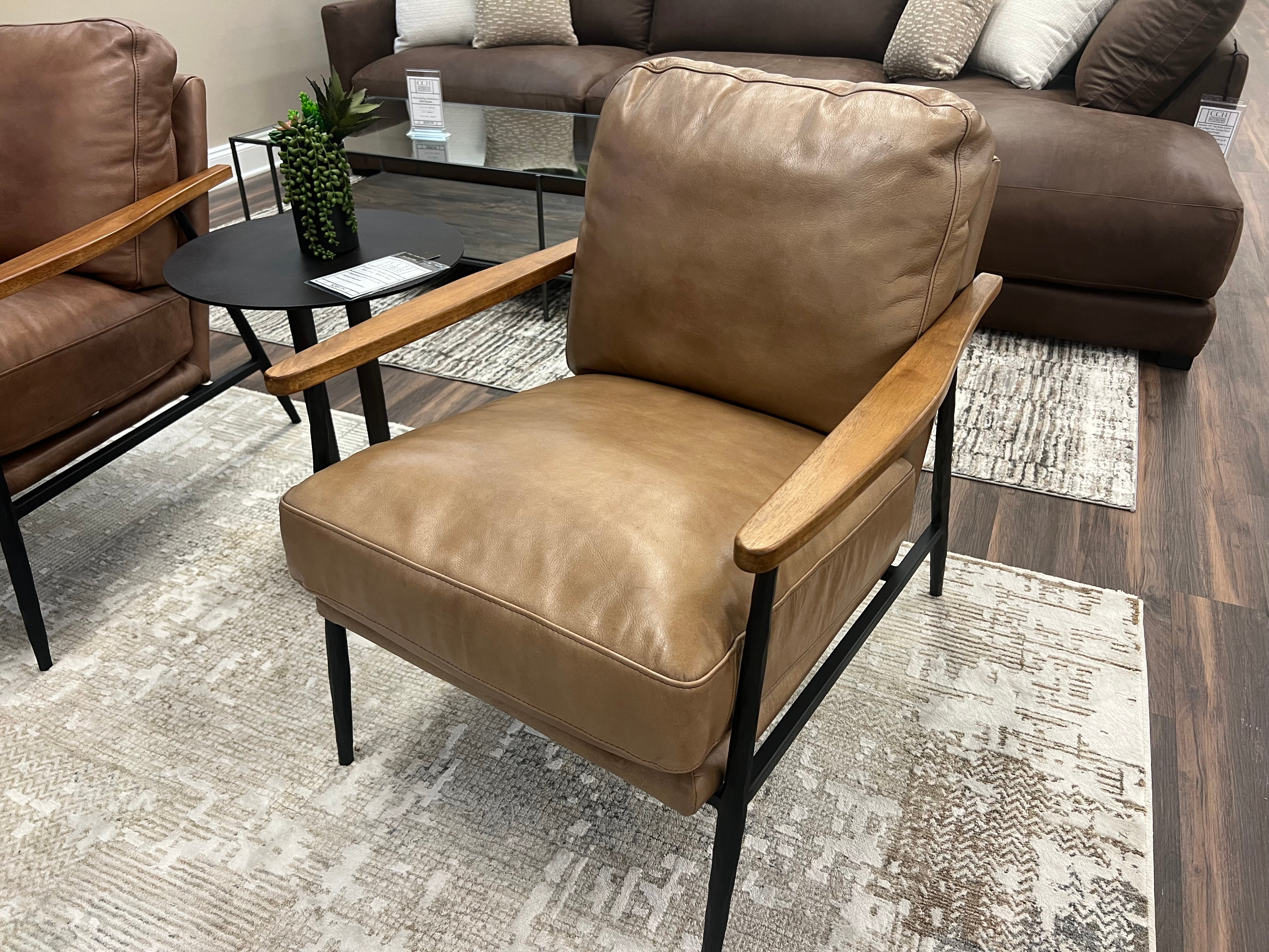 Kristoff Top Grain Leather Club Chair - Light Saddle