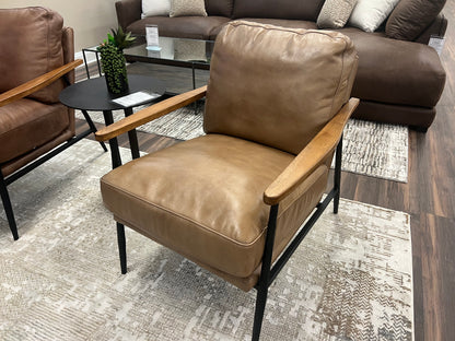 Kristoff Top Grain Leather Club Chair - Light Saddle