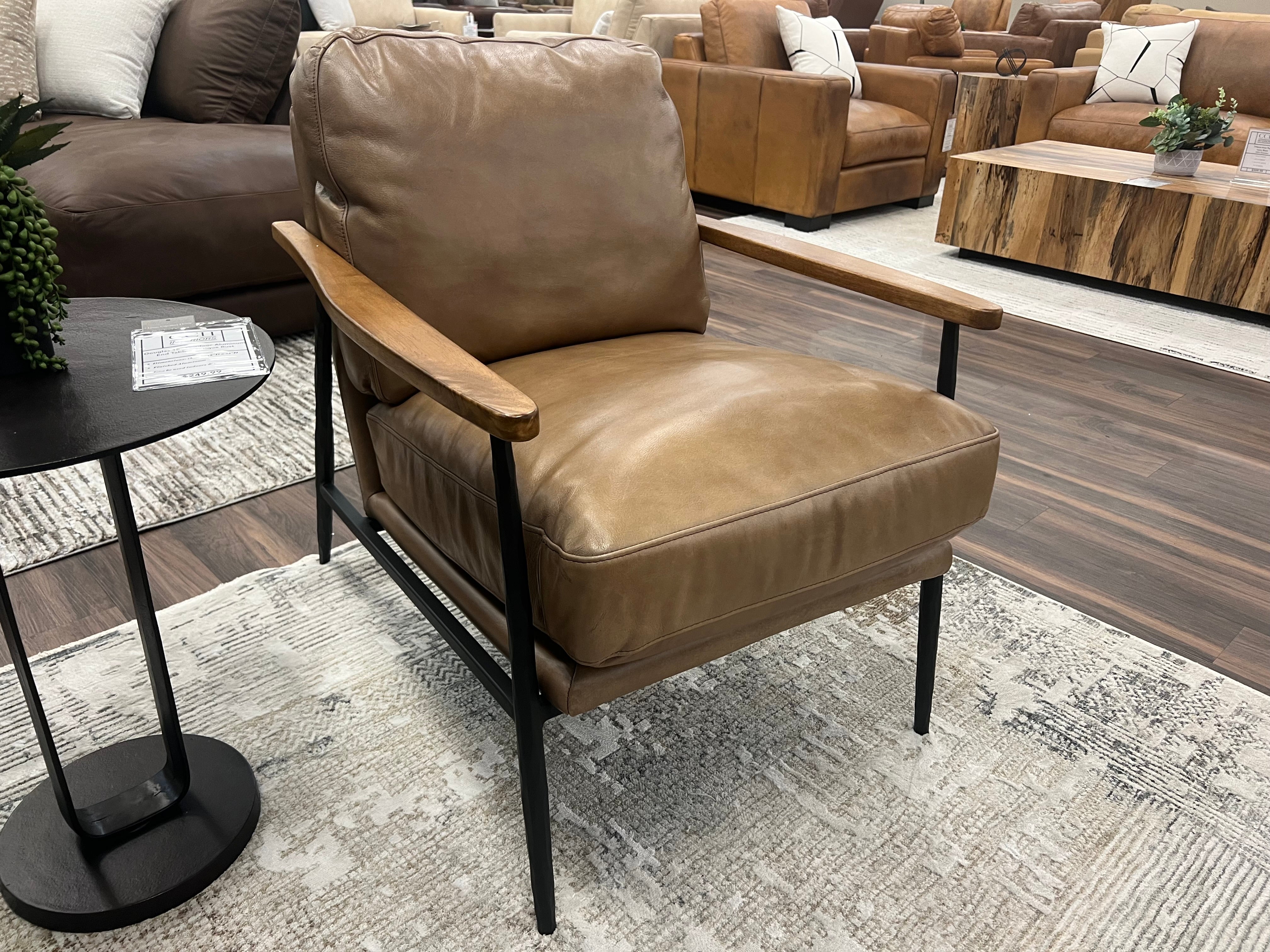 Kristoff Top Grain Leather Club Chair - Light Saddle