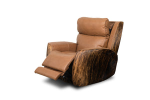 Waco 40" Top Grain Leather Power Motion Reclining Chair - Brindle Hair on Hide + Tan