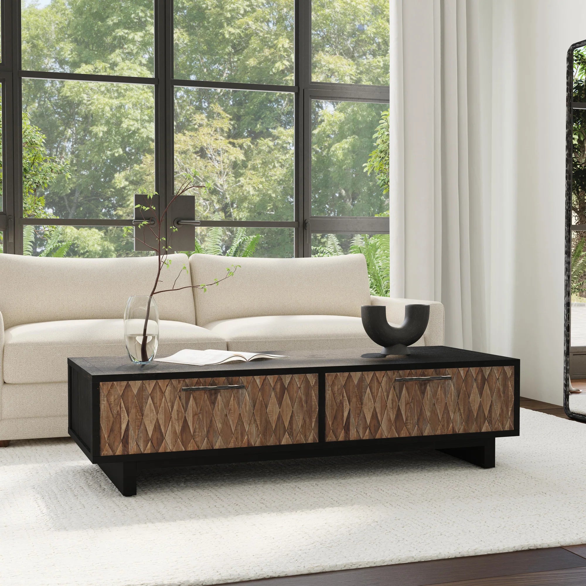 Krofton 66" Coffee Table - Black Natural