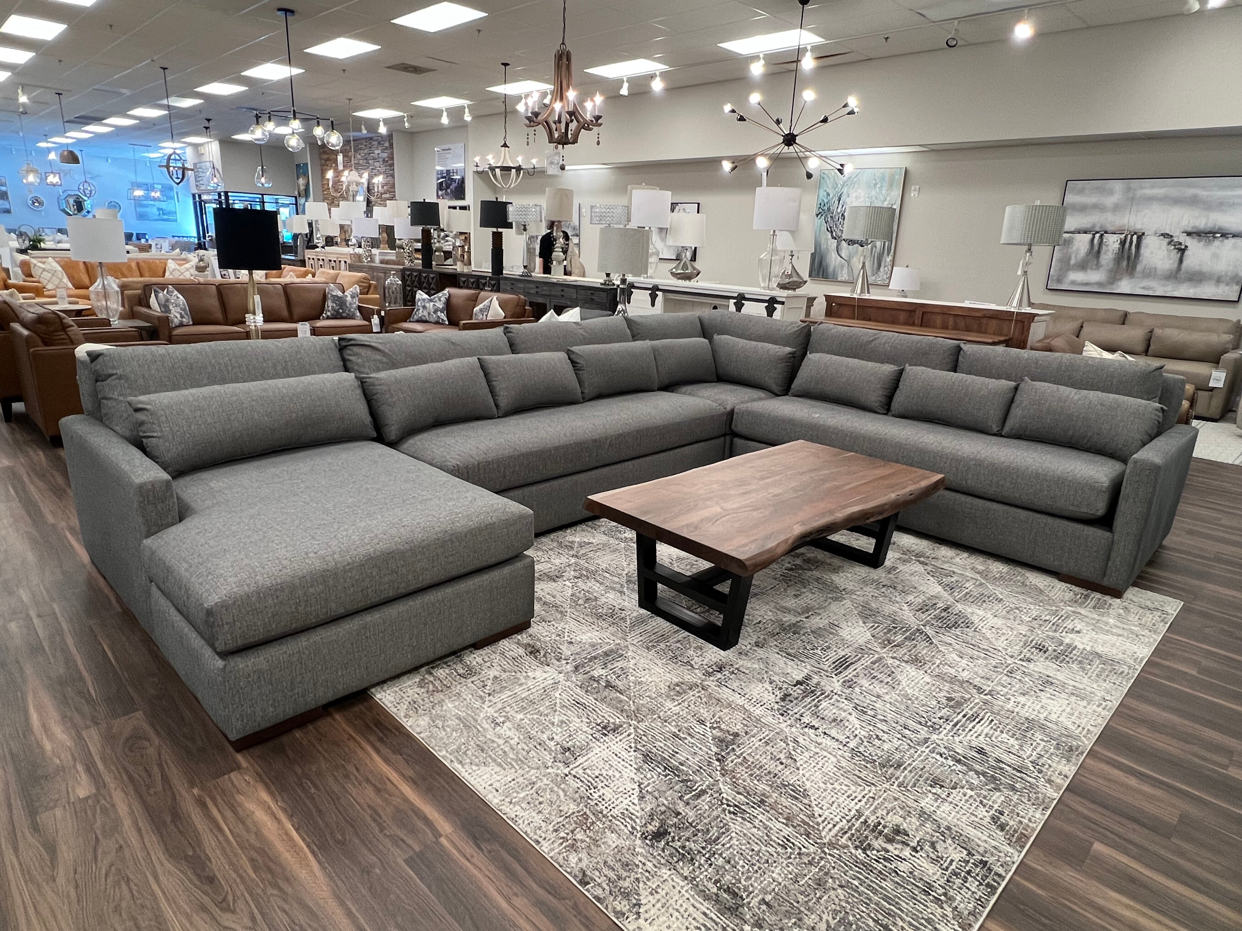 Glenda Quick Ship 170" x 130" Quick Ship Sectional + Left Arm Chaise - Crypton Pepper