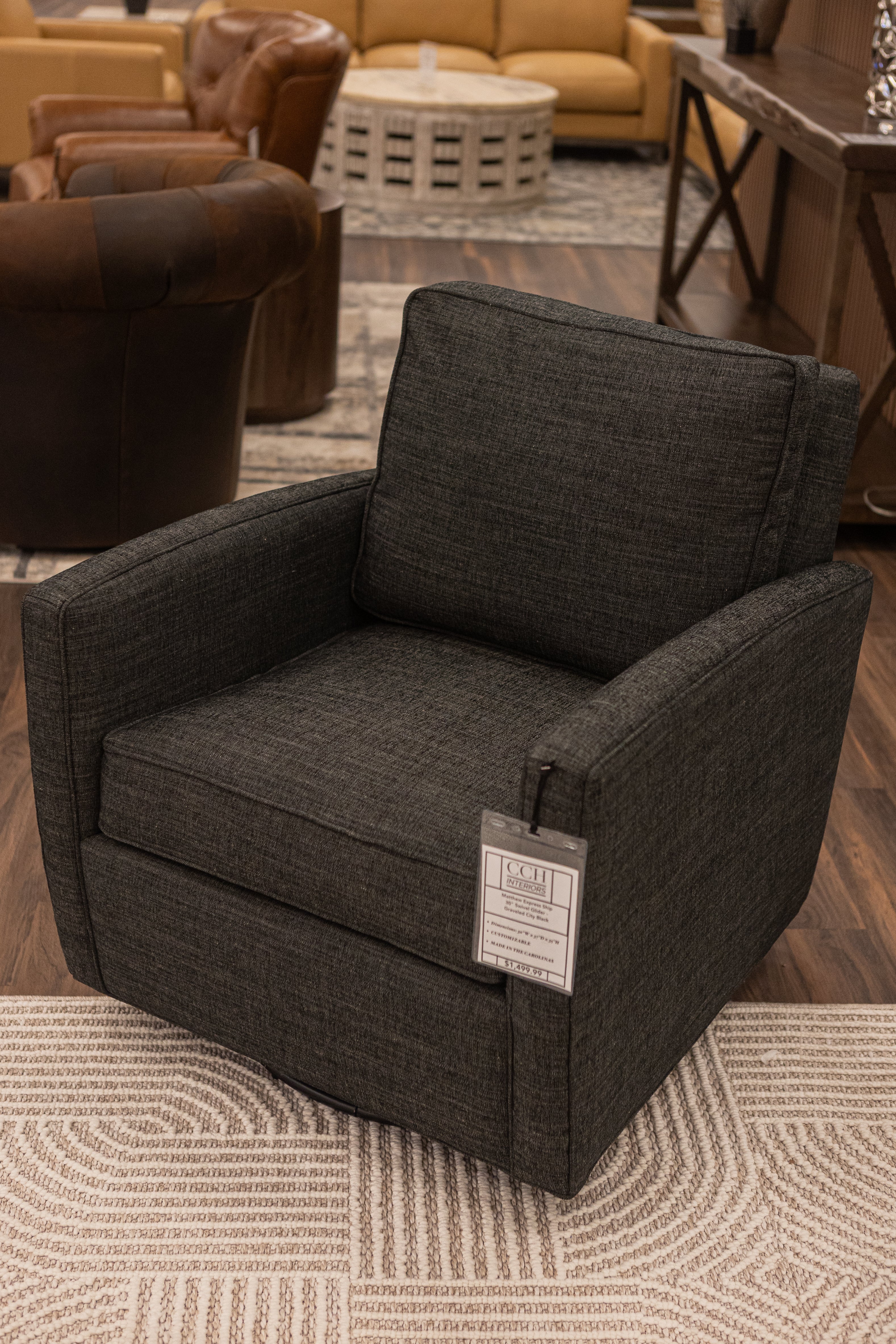 Matthew Express Ship 30" Swivel Glider - Graveled City Black