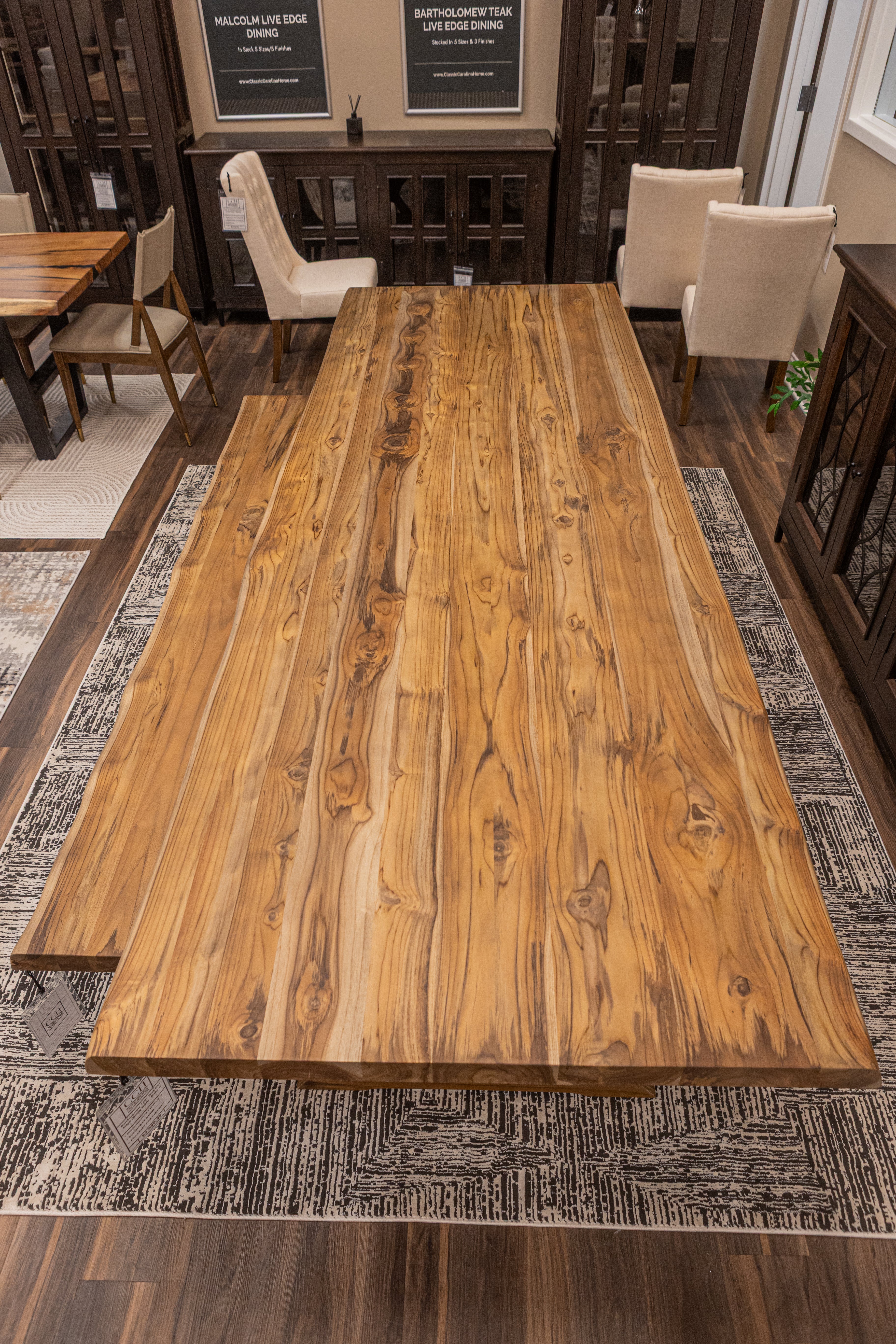 Bartholomew 120" Teak Live Edge Dining Table - Natural