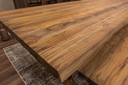 Bartholomew 120" Teak Live Edge Dining Table - Natural