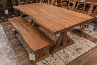 Malcolm Acacia 84" Live Edge Dining Table - Natural + Gray