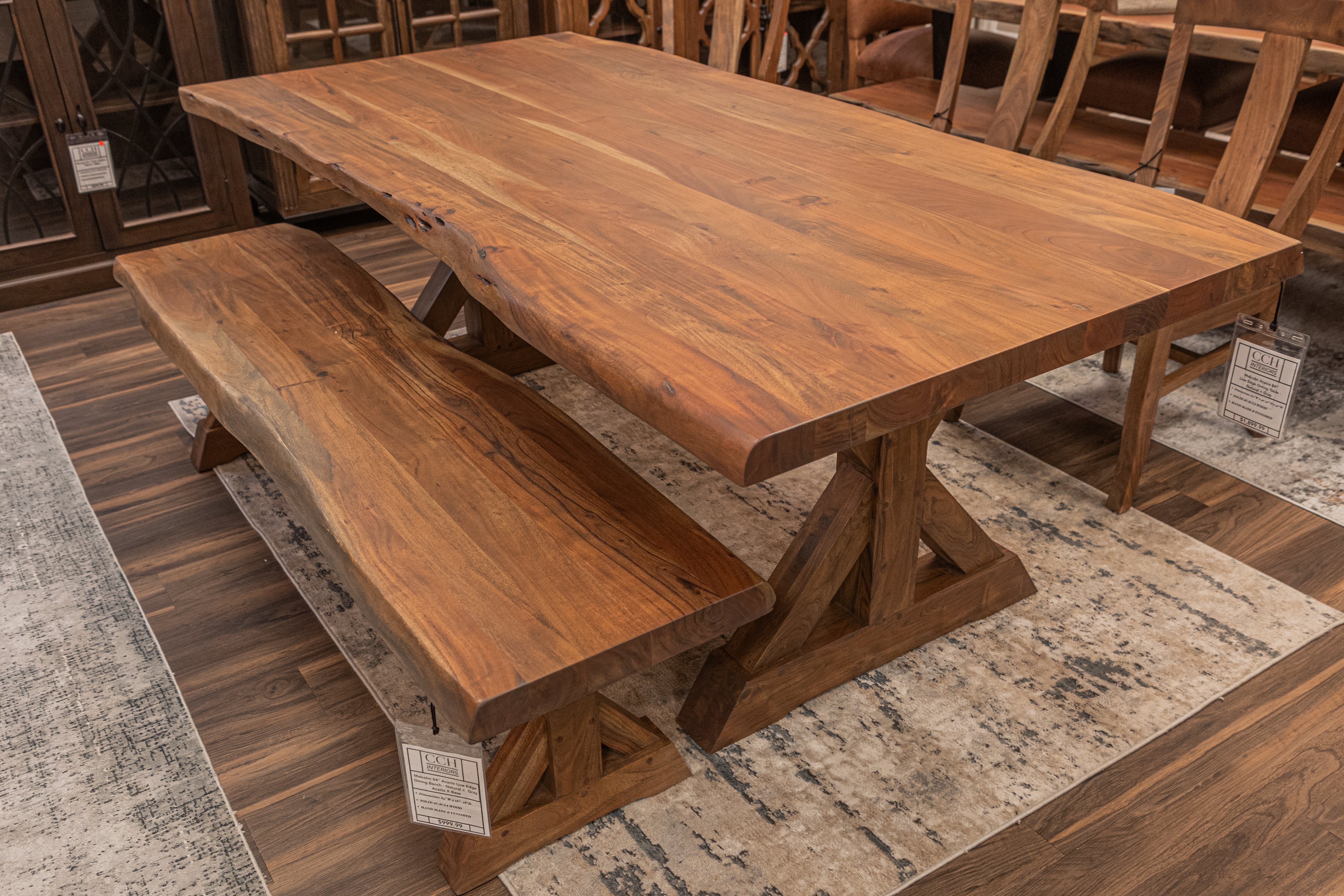 Malcolm Acacia 84" Live Edge Dining Table - Natural + Gray