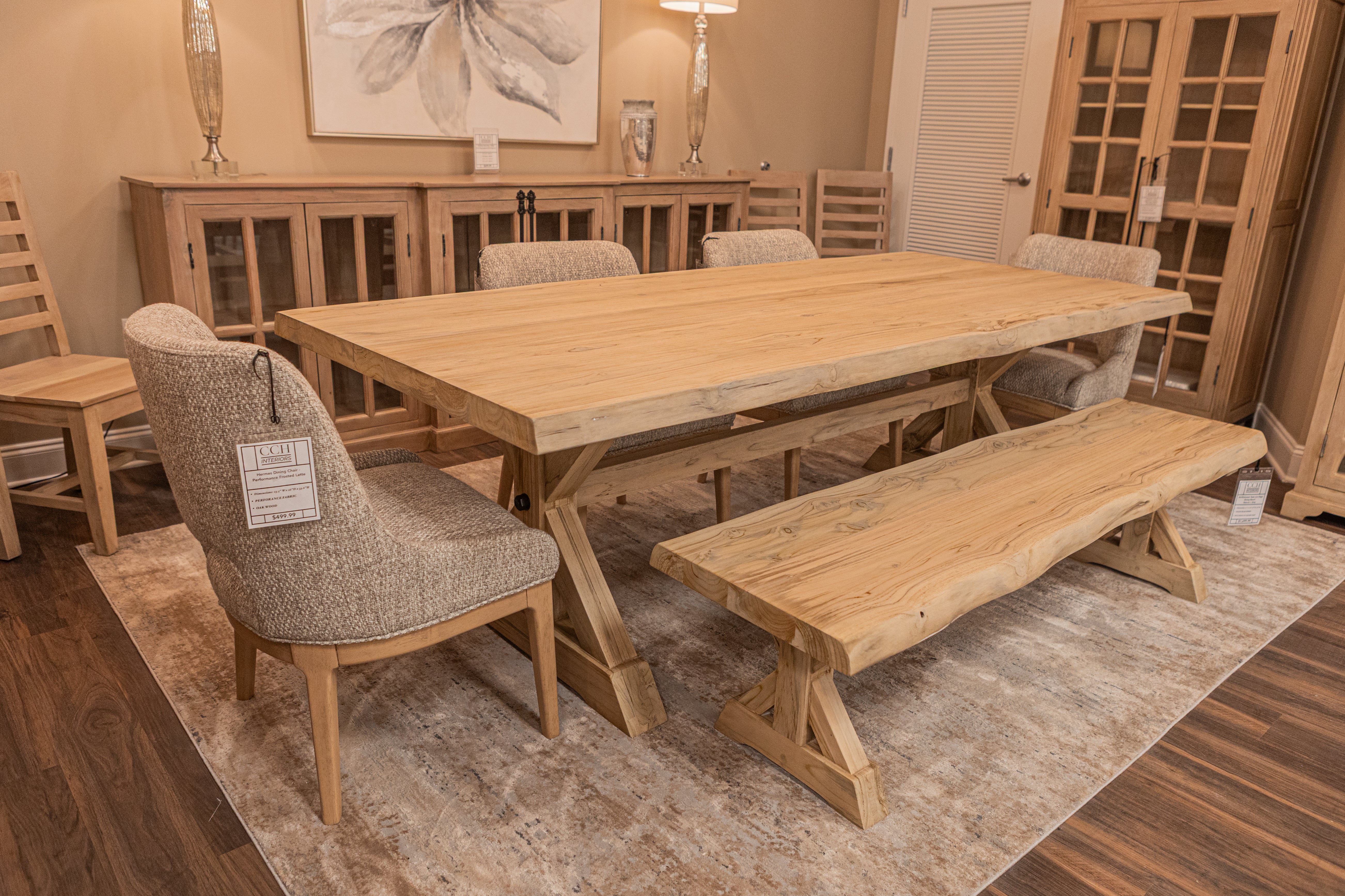 Bartholomew 72" Teak Live Edge Dining Bench - Natural + Gray