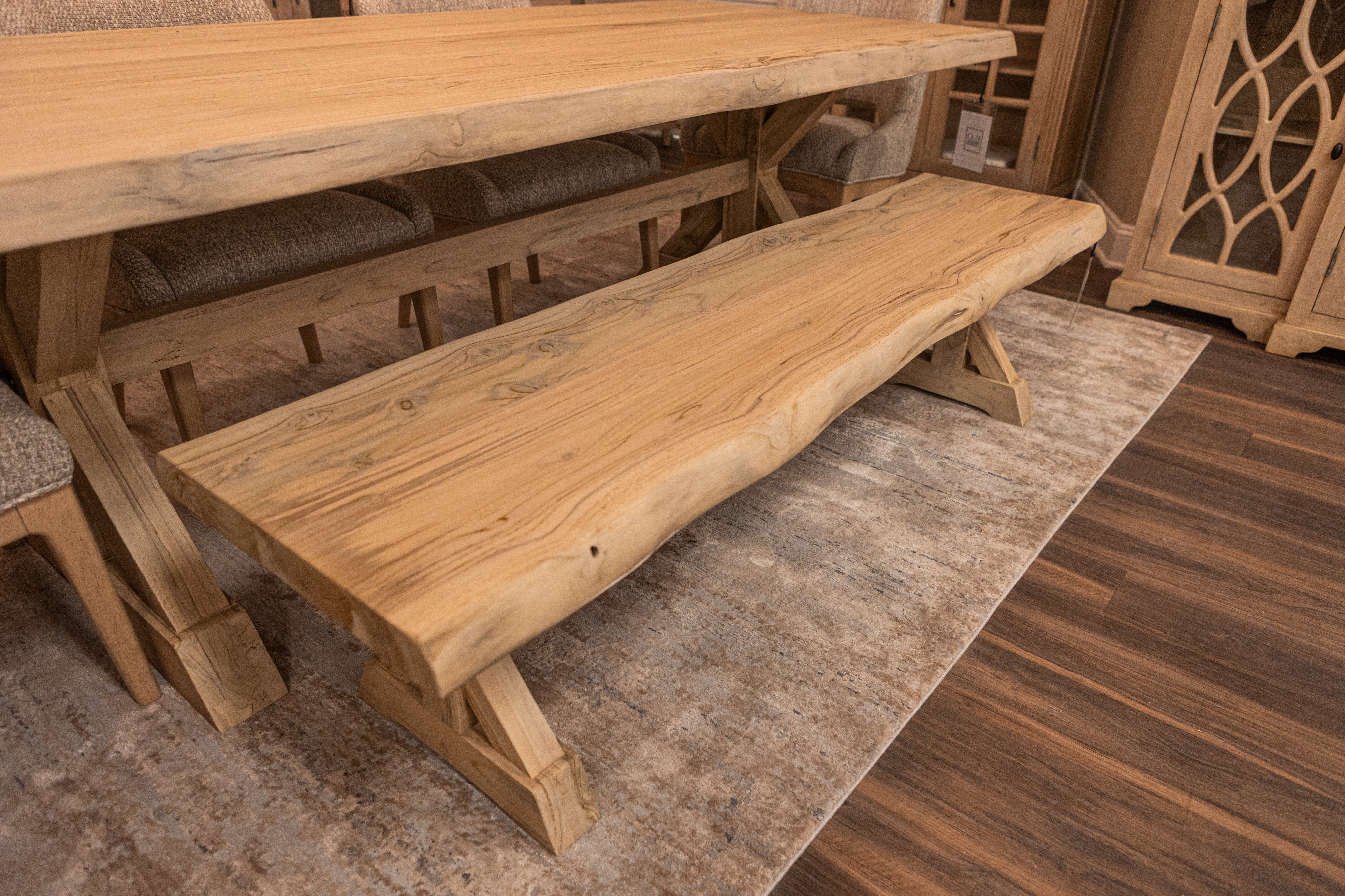 Bartholomew 72" Teak Live Edge Dining Bench - Natural + Gray