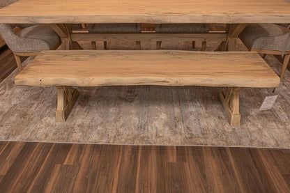 Bartholomew 72" Teak Live Edge Dining Bench - Natural + Gray