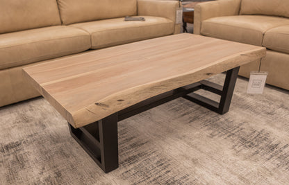 Malcolm Acacia 52" Live Edge Coffee Table - New White Wash
