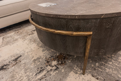 Morton 42" Round Coffee Table - Concrete + Iron