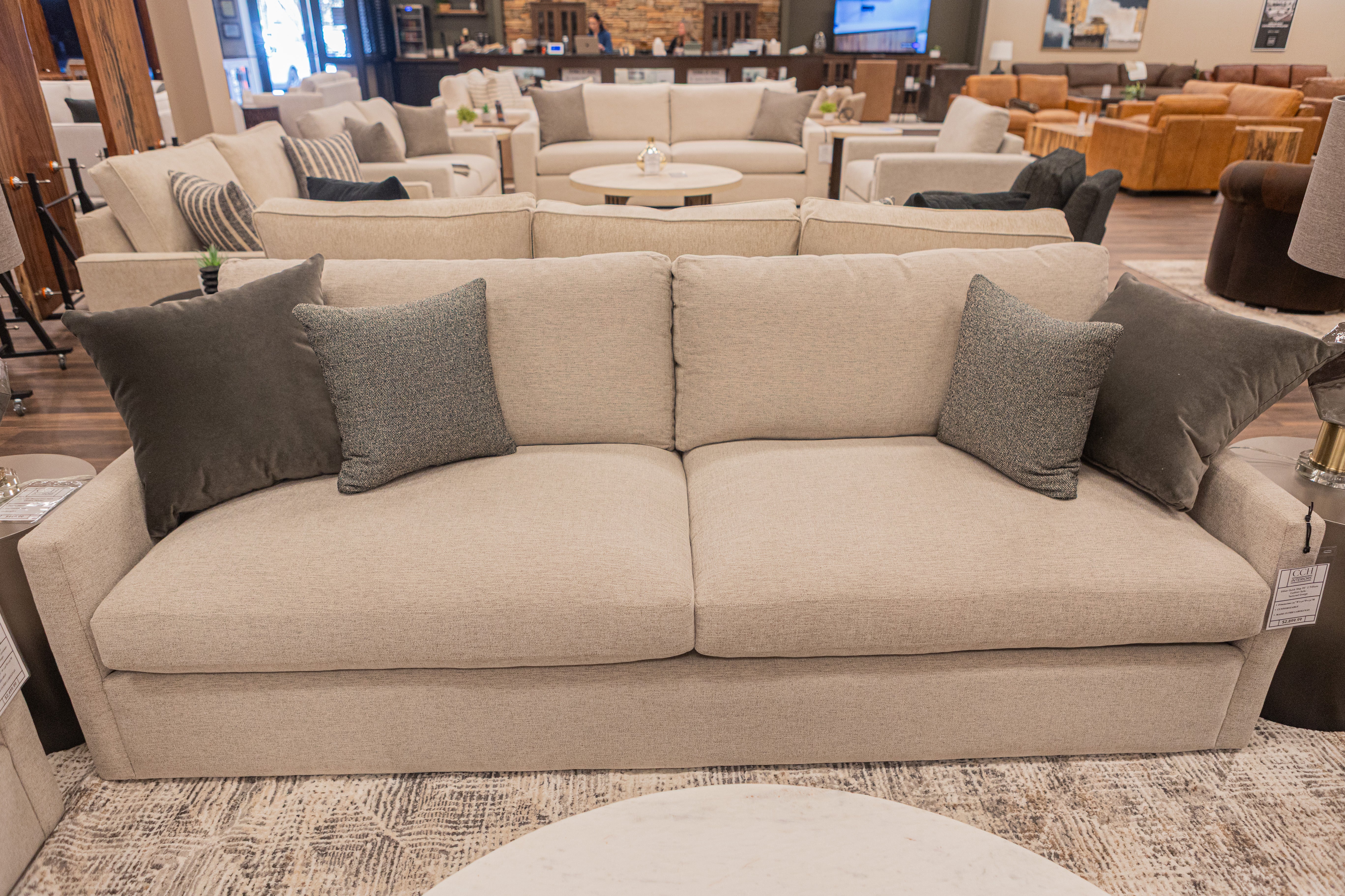 Ethan Quick Ship 95" 2 Trillium Cushion Sofa - Textured Greige