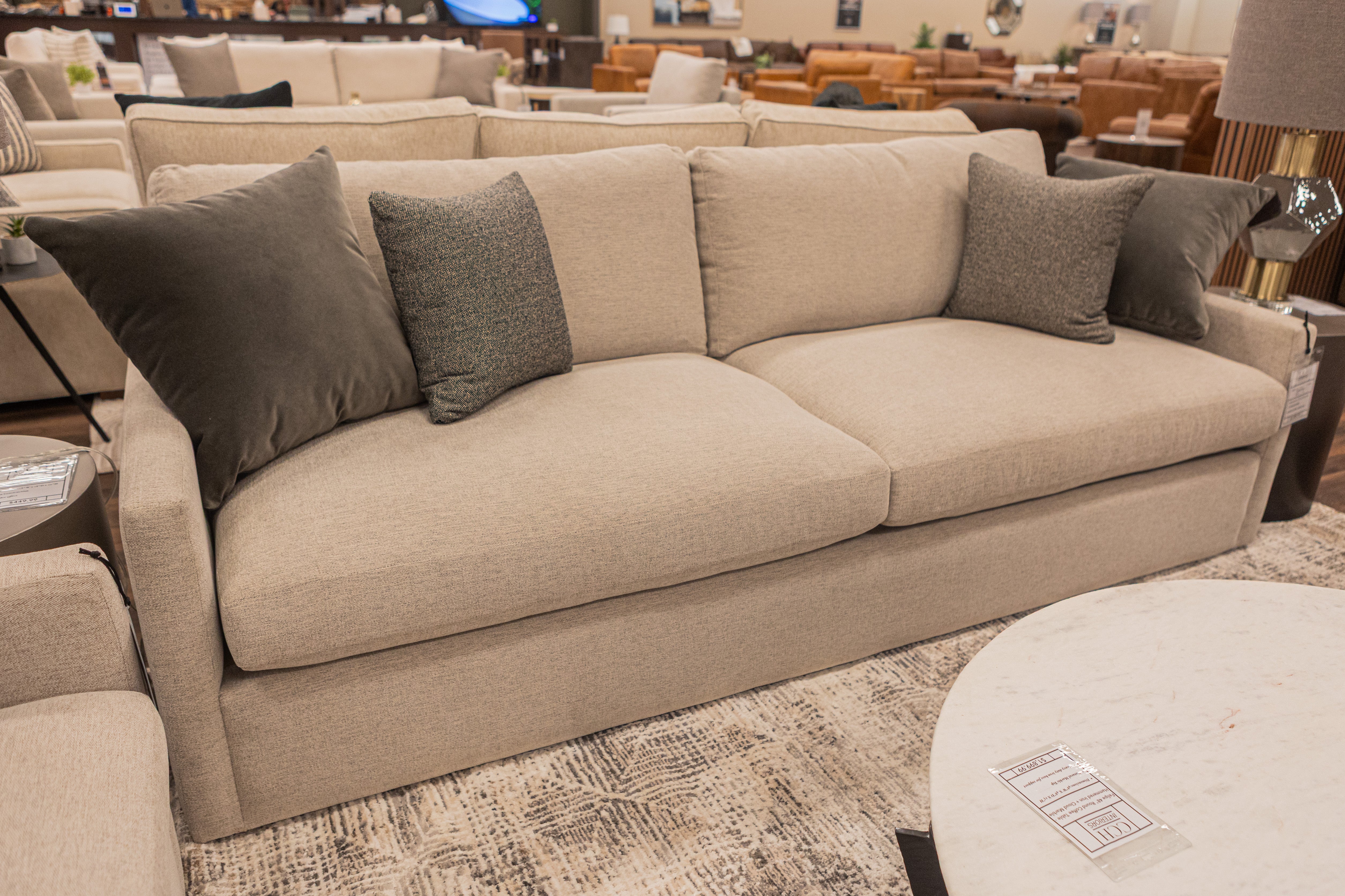 Ethan Quick Ship 95" 2 Trillium Cushion Sofa - Textured Greige