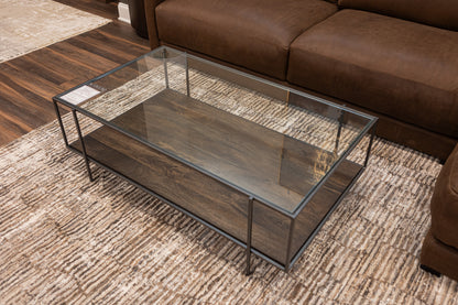 Bynum 48" Glass + Iron Coffee Table