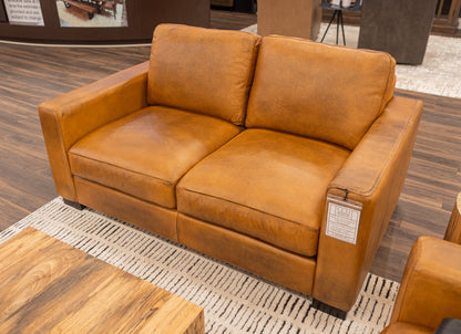 Norton 64" Top Grain Leather 2 Cushion Loveseat - Diva Mustang