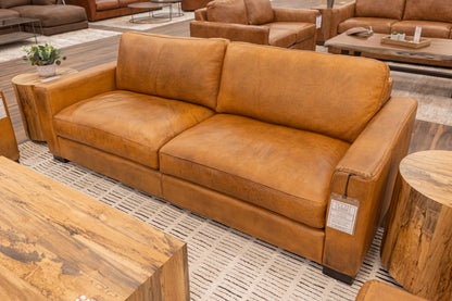 Norton 90" Top Grain Leather 2 Cushion Sofa - Diva Mustang