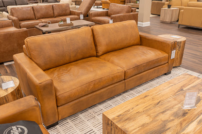 Norton 90" Top Grain Leather 2 Cushion Sofa - Diva Mustang