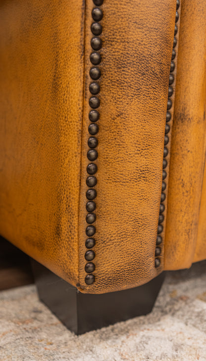 Wallace 92" Top Grain Leather 3 Cushion Sofa - Diva Mustang