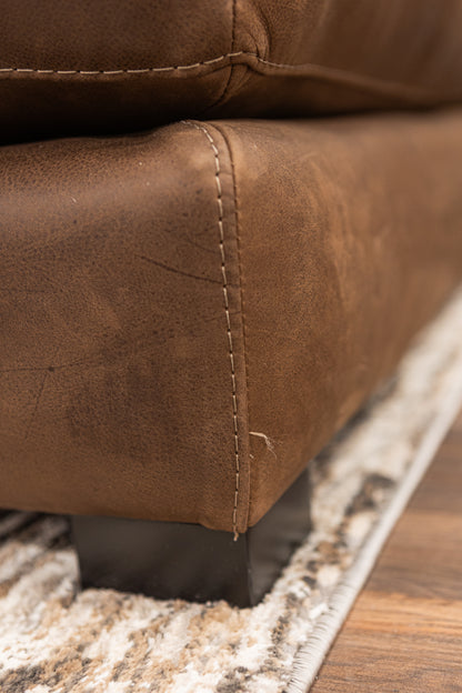 Raphael 124" Top Grain Leather Sofa w/Right Arm Facing Chaise - Napa Fudge