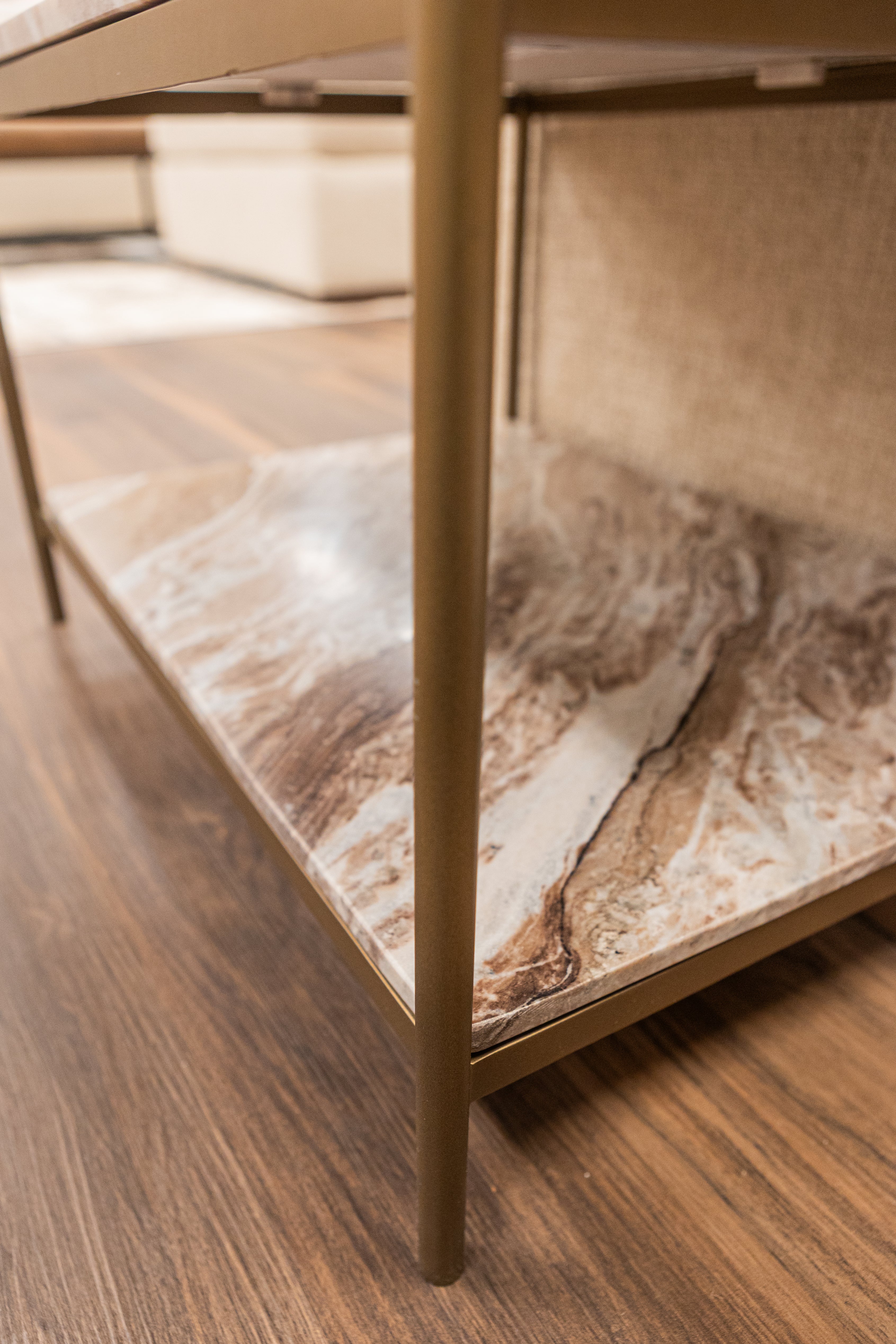 Felipe 25" Marble Nightstand - Antique Brass + Canyon