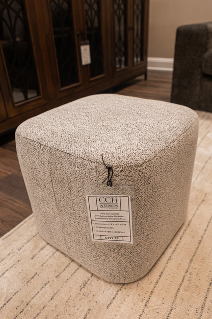 Amy Express Ship 19" Customizable Ottoman - Performance Woodland Frost