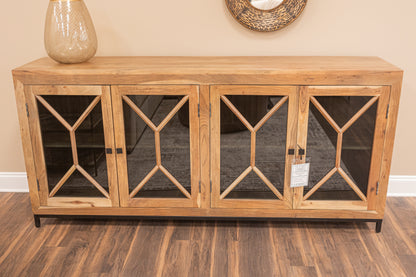 Candace 82" Smoked Glass 4 Door Sideboard - Natural