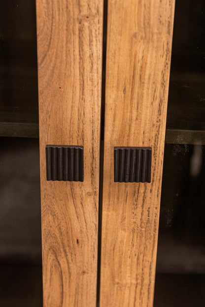 Candace 82" Smoked Glass 4 Door Sideboard - Natural