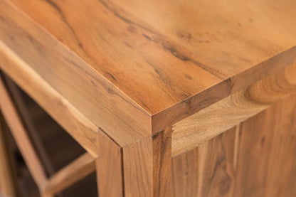 Candace 82" Smoked Glass 4 Door Sideboard - Natural