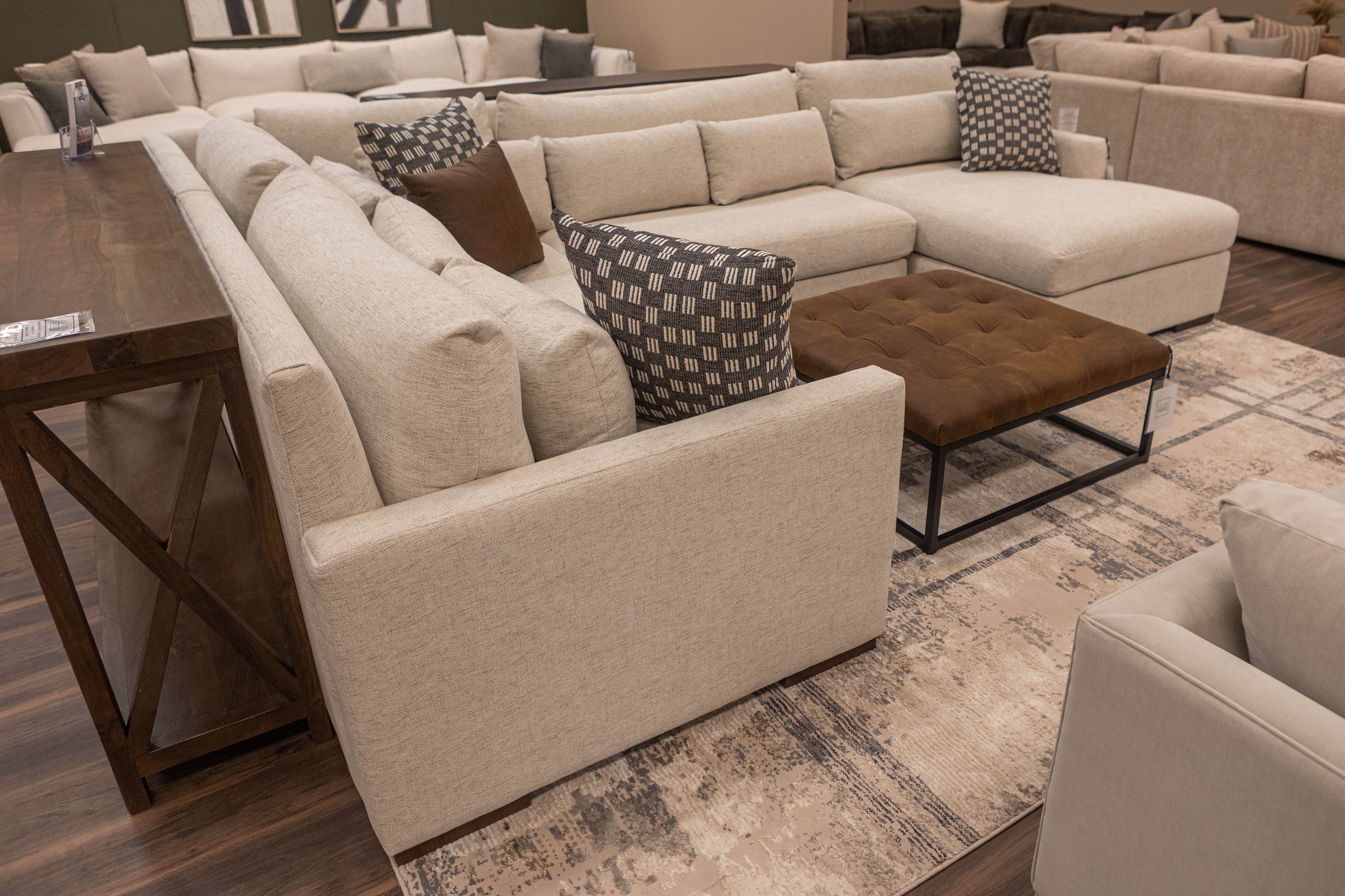 Glenda Quick Ship 144" x 104" Sectional w/ RAF Chaise - Performance Ivory Pearl